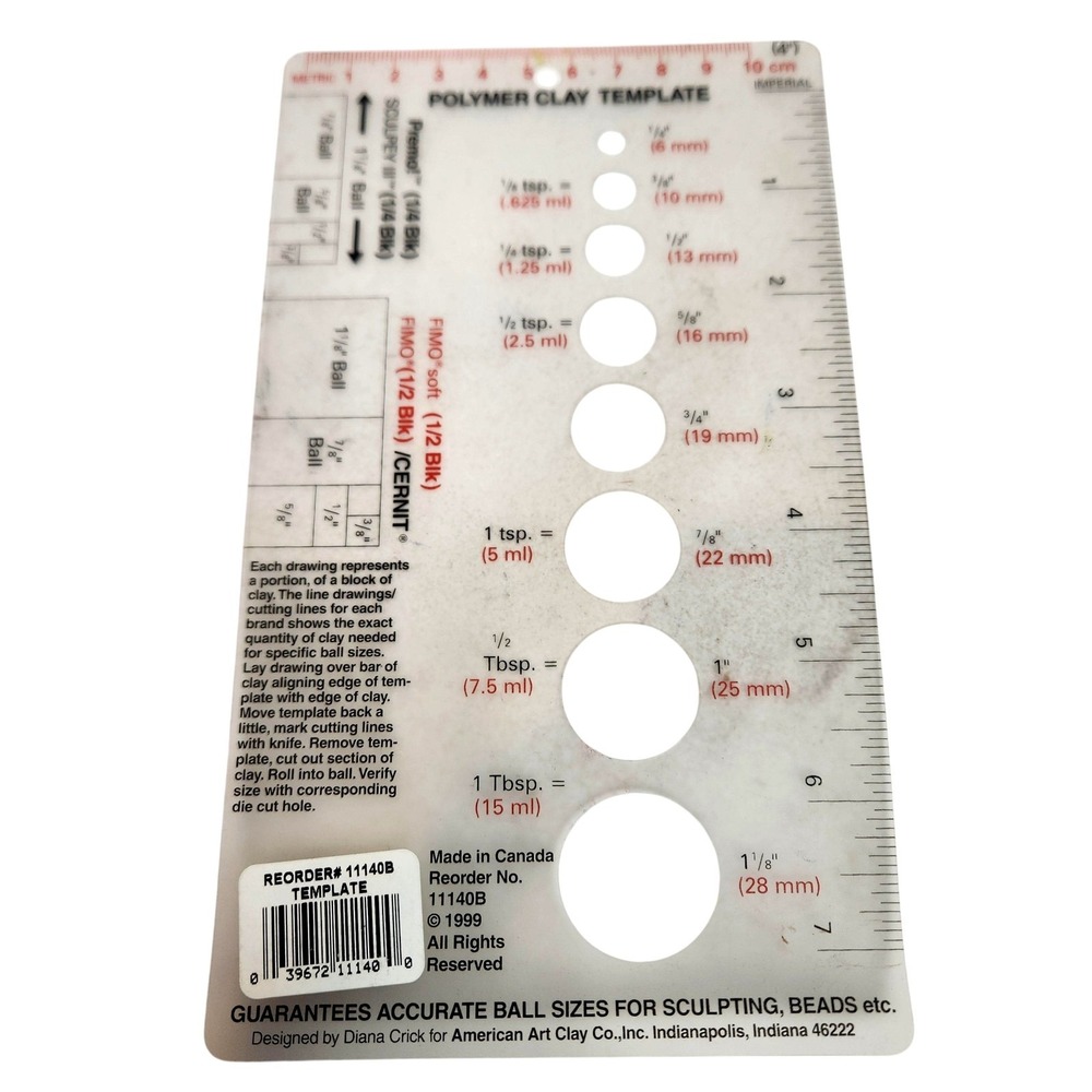 American Art Clay Polymer Clay Template 11140B Ruler‎ Bead Tool Sculpting Canada